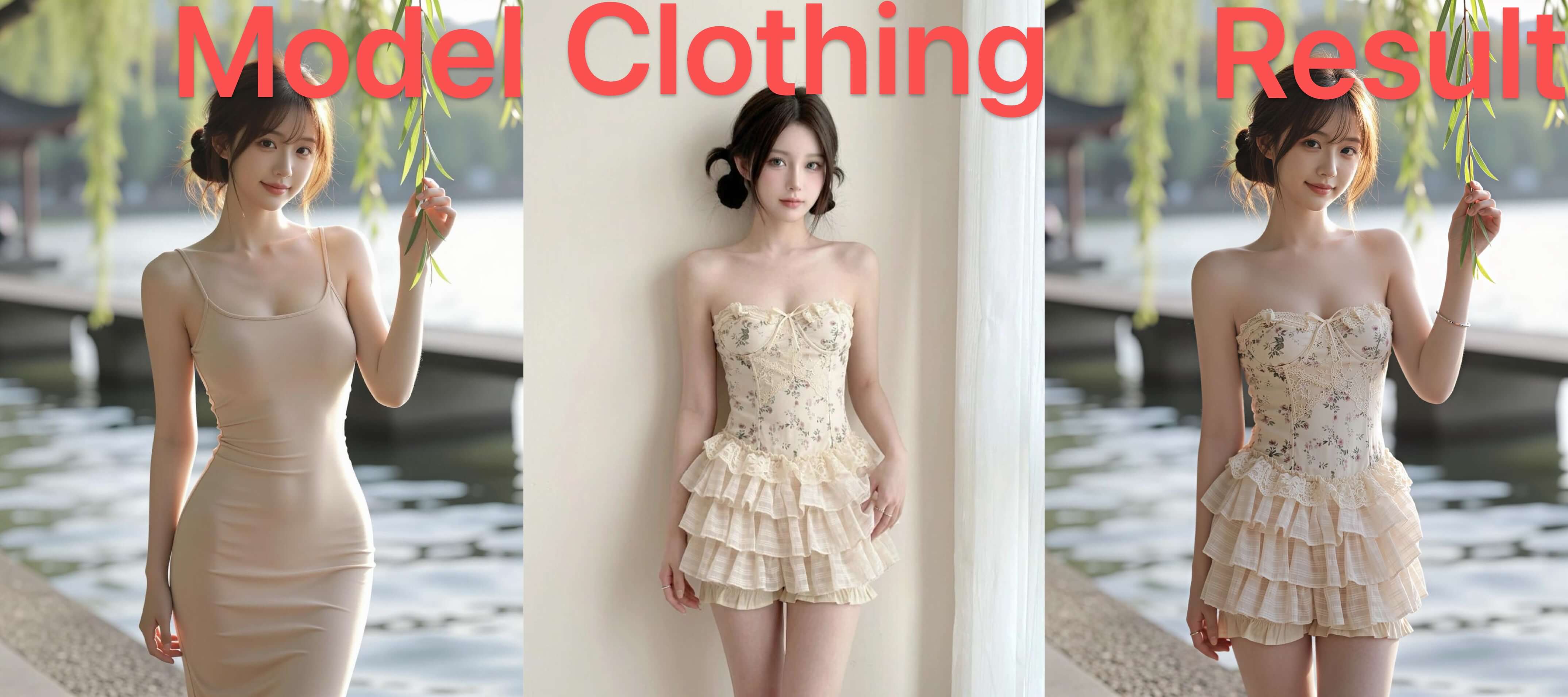 AI virtual dress up outfit change result